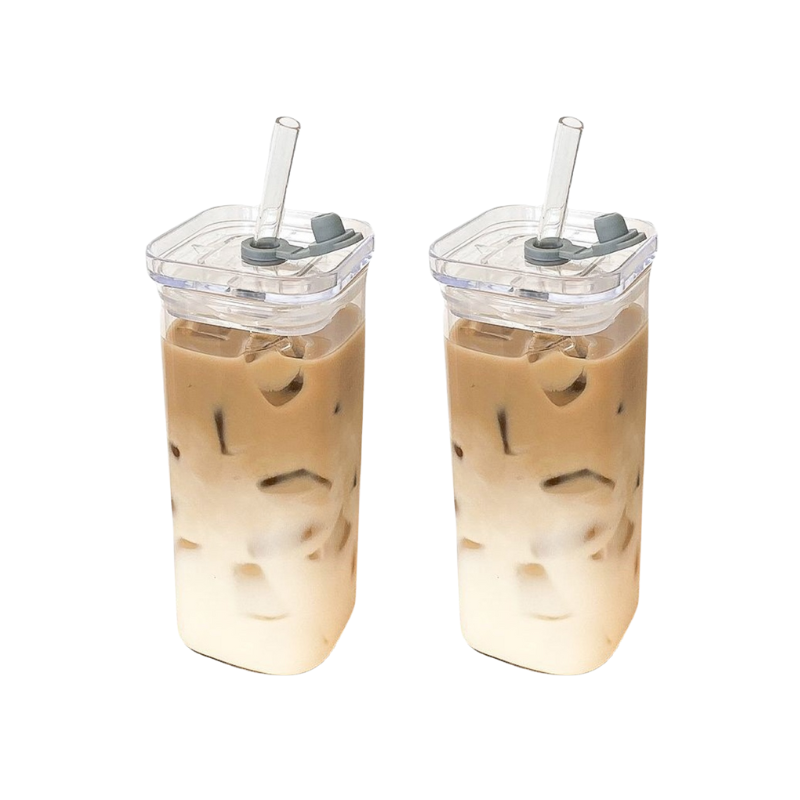 Chic Square Coffee Glass with Lid
