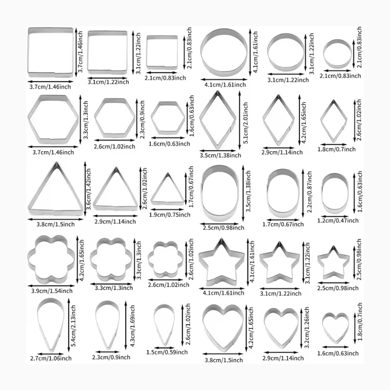 30-Piece Stainless Steel Cookie Cutter Set